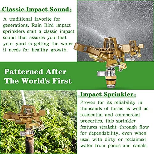 Ferraycle 18 Pieces 1/2 Inch Brass Impact Sprinkler Head with Nozzles Heavy Duty Adjustable 0-360 Degrees Impulse Sprinkler Head Lawn Watering for Yard Irrigation - Image 7