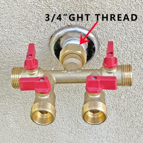 HQMPC Hose Splitter – Heavy-Duty Brass Garden Faucet Connector Garden Hose Splitter 4 Way 3/4" GHT Thread Red Handle - Image 4