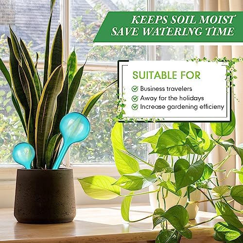 Pinkunn 50 Pcs Plastic Plant Watering Globes Translucency Plant Watering Devices Self Watering Globes Automatic Watering Drip Irrigation Equipment for Plant Garden Indoor Outdoor, 2 Size, Lake Blue - Image 5