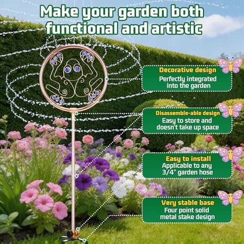 34" Tall Copper-Coated Stainless Steel Garden Sprinkler, 360° Rotating Decorative Ornamental Sprinkler for Lawn, Yard & Landscape Watering (Frog) - Image 4