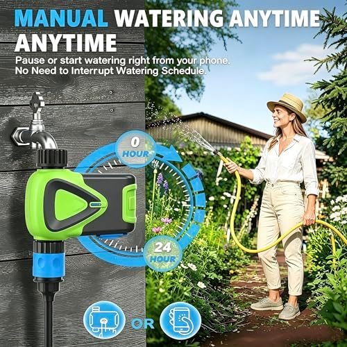 Garden Hose Timer, App Controlled Irrigation Controller with Rain Delay, Auto & Manual Watering Mode,Waterproof Digital Sprinkler Timer for Outdoor Lawn Yard Patio Irrigation System,Green - Image 4