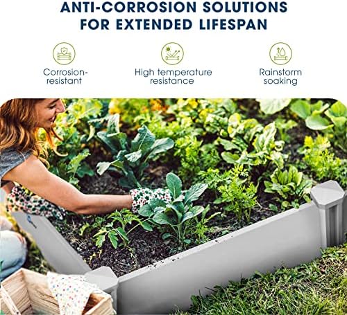 BLUU Planter Raised Garden Beds Plastic Vinyl Garden Box for Growing Vegetables Flowers Herbs Large White DIY Outdoor Patio Backyard Kits, Rectangular, 2 x 4 FT - Image 4