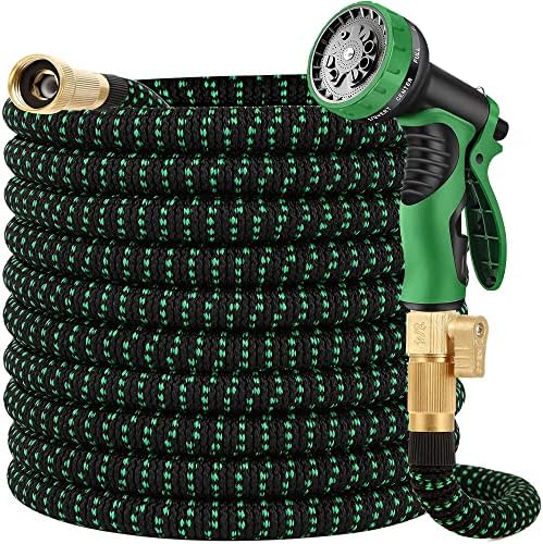 Expandable Garden Hose - 100 ft Expanding Water Hoses, No Kink Lightweight Flexible Hose with 3/4" Solid Fittings and 3-Layer Latex Cores - 100ft Retractable Stretch Car Washing Pipes by YIRENWEE