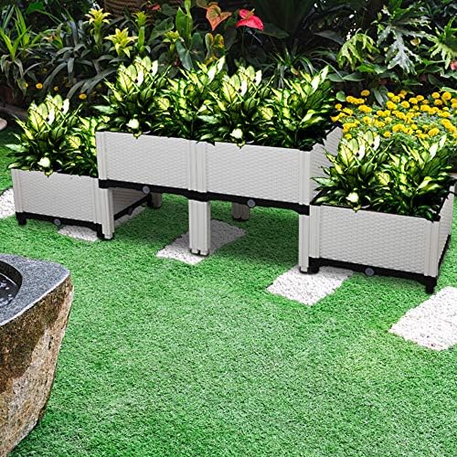 Ochine Raised Garden Bed Planter Box Kit Self-Watering Plastic Elevated Garden Beds Flowers Vegetables Herbs DIY Gardening Outdoor Indoor Planting Grow Box Container for Garden Patio Balcony Backyard - Image 3