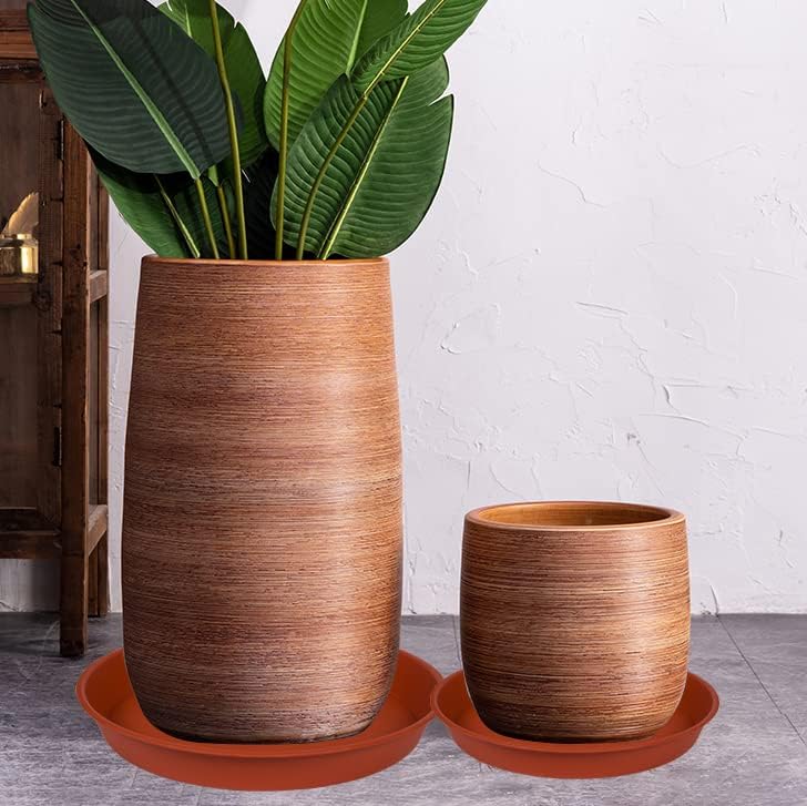 2 Pack of 22 inch Plant Saucer (19.1 inch Base), 3.6" Depth Tray, Large Deep Heavy Duty Saucers for Pots, Garden Bird Bath Bowl, Plant Trays for Indoors Outdoor (22", Terracotta) - Image 6