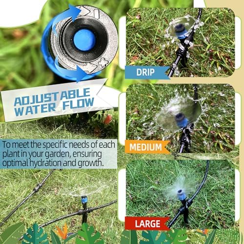 40PCS Push-to-Connect Drip Irrigation Emitters for 1/4 inch Irrigation Tubing, Two-Way Connection Adjustable Vortex Drip Emitters with Stake, Irrigation Dripper Sprinklers for Drip Irrigation System - Image 6