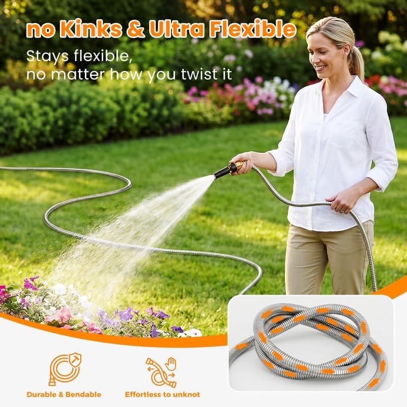Rosy Earth 200 FT Garden Hose Expandable, 304 Stainless Steel Water Hose - Image 3