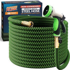 PowerFlow Metal Garden Hose, 25 Ft Non-Expandable Water Hose, Green by POWERFLOW