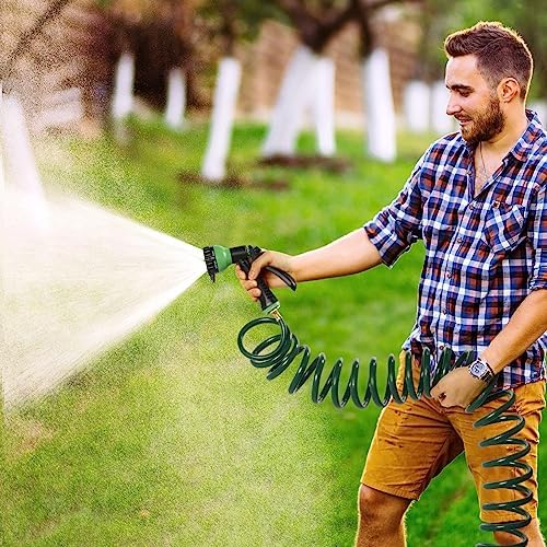 Therwen 75.5ft Recoil Garden Hose with 7 Pattern Nozzle, Green - Image 6