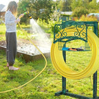 Garden Hose Holder for Outside - Upgraded Water Hose Holder Holds with Storage Basket, Heavy Duty Metal Freestanding Garden Hose Storage Reel Rack for Outdoor Yard Lawn (Green) - Image 5