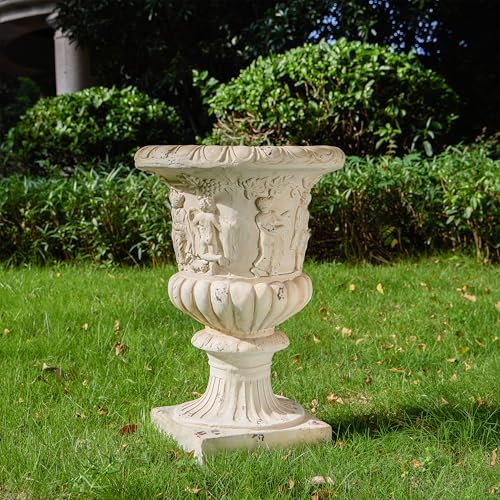 27' Garden Urn Planter, 27 Inch, Antique White by Noeko