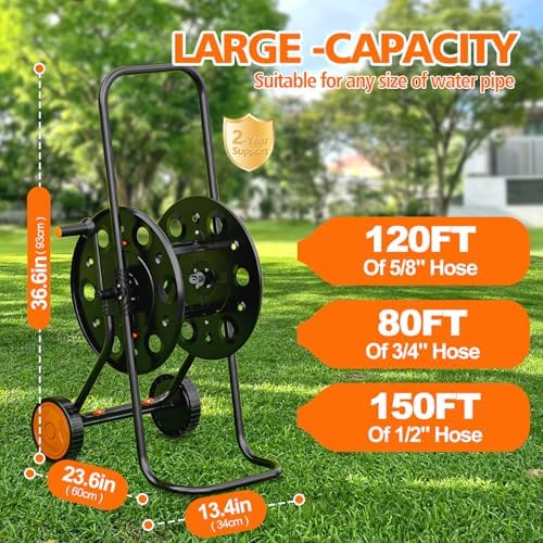 SPECILITE Garden Hose Reel Cart, Fits 75-150 Ft Hose, with Wide Stable Base - Image 2