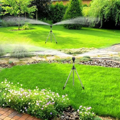 2Pcs Rotating Tripod Sprinkler 360 Degree Automatic Rotating Irrigation Watering Telescoping Tripod Outdoor Plant Watering Sprinkler - Image 3