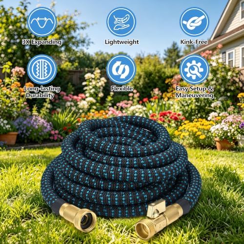 50 ft Expandable Garden Hose - Superior Strength 3750D - 3 -Layer Latex Core Garden HoseS - Expanding Water hoses - Extra Strong Brass Connectors/Storage Bag - Image 2