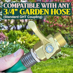 Haus & Garten Heavy-Duty 3/4" Brass Garden Hose Shut Off Valve - Garden Hose Connector, Water Shutoff, Gardening Hose Nozzle Valve, Outdoor 3/4 Inch GHT Brass Shut Off Valve Attachment (2-Pack) - Image 2