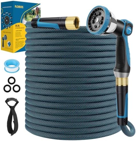 Non-Expandable Garden Hose 75 FT, Lightweight Flexible Water Hose by FloerxisGardenHose