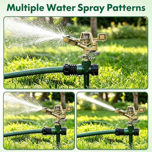 4 Pack Impact Lawn Sprinkler, Heavy Duty Zinc Alloy Lawn Sprinkler Head with Zinc Alloy Spike Base, 360° Adjustable Pulsating Water Sprinkler for Large Area Yard Lawn Patio Garden Irrigation - Image 3
