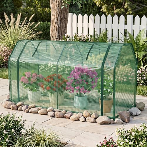 Happygrill Portable Mini Greenhouse with Roll-up Zipper Door & PE Cover - Image 2