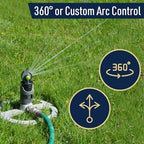 Impact Sprinklers for Yard, Garden, and Large Areas - Rotating Pulsating Lawn Sprinkler with Adjustable 360 Degree Rotating Head, 4 Spray Patterns, and Heavy Duty Metal Base by Kings County Tools - Image 5