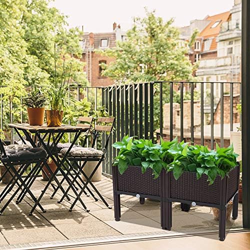Raised Garden Beds, Planter Box, Self-Watering Plastic Planter for Indoor Outdoor Vegetables, Fruits, Potato, Flowers (2 Pcs) - Image 2