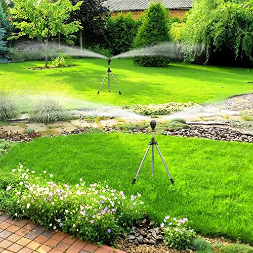 2 Pack Rotating Tripod Sprinkler, 360 Degree Automatic Rotating Irrigation Watering Sprinklers, Telescoping Tripod Sprinkler for Large Area, Yard, Garden, Lawn, Household Automatic Irrigation System - Image 6