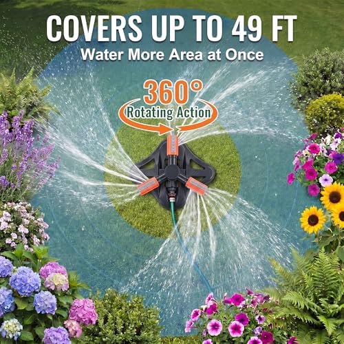 Metal Lawn Sprinkler for Yard with Adjustable Extension Risers - Image 3