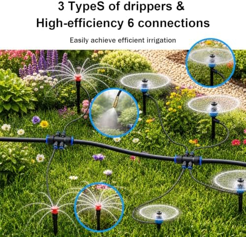230FT Automatic Drip Irrigation System Kit with 2 Zone Sprinkler Timer - Image 3