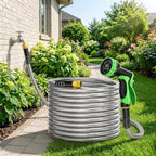 100FT 304 Stainless Steel Garden Hose with 10-Pattern Spray Nozzle (Green) - Image 3