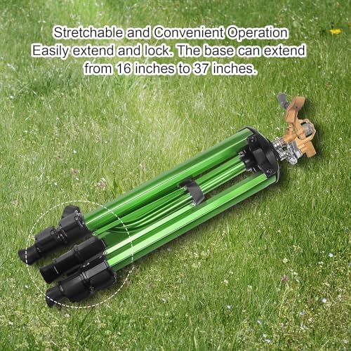 Luocute Heavy Duty Brass Nozzle Tripod Sprinkler, 360 Degree Large Area Coverage, Compatible with Most 3/4 Inch Garden Hoses, Adjustable Height 16-37in, Waters Up to 35ft - Image 4
