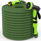 NON-EXPANDABLE Garden Hose 75ft x5/8'', Heavy Duty Flexible Water Hose with 10-Function Sprayer, Lightweight, Leak Proof, Durable Fabric Skin, Pressure Resistant for Yard, Outdoor by HEYRSUN