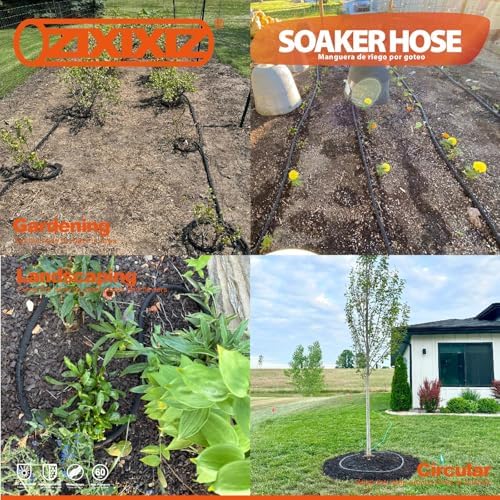100FT 1/2-Inch Soaker Hose, Flexible with Solid Brass Connector, Leak-Resistant Watering System for Gardens & Vegetable Beds - Image 5