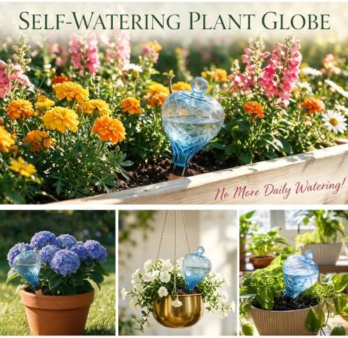 4 Pack 17 oz Large Plant Self Watering Globes to 2 Weeks Watering, Blue - Image 5
