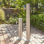 Floor-Standing Water Column with Faucet, Stainless Steel Outdoor Garden Hose Holder Anti-Freeze Cracking Vertical Water Column, Cylindrical Garden Fountain, 1/2-inch and 3/4-inch Hose Connectors - Image 3