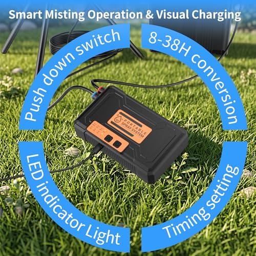 WESTTREE Standing Misters for Outside Patio, 4 Gallon Large Bucket Water Mister & Pump, 4+4 Spray Modes,Adjustable Height15FT Patio Portable Misters for Cooling Outdoor Camping Pool Backyard Garden - Image 3