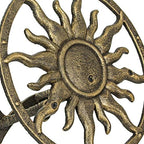 Zeckos Garden Hose Holder Sun 11.5 Inch Cast Iron Bronze - Image 2