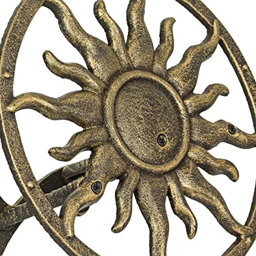 Zeckos Garden Hose Holder Sun 11.5 Inch Cast Iron Bronze - Image 2