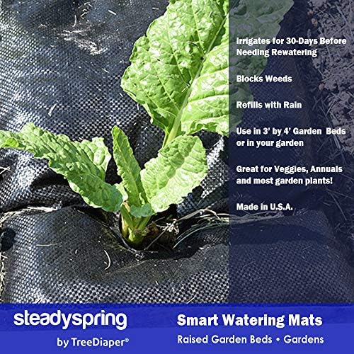 SteadySpring® Smart Watering Garden Mat for Raised Garden Beds 30-Day Irrigation Auto Refills with Rain for Gardens, Tomato Plants, Flowers (2-Pack) - Image 7