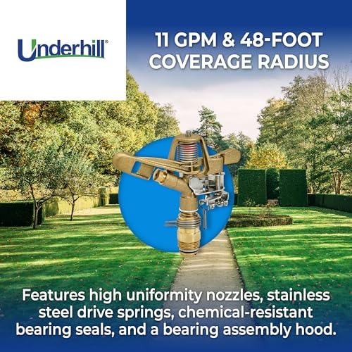 Underhill Impact Sprinkler Head for Yard, Lawn, Garden, Heavy Metal, Irrigation, Watering System, 3/4-Inch Part Circle, Brass, 48-Foot, SI075P - Image 5