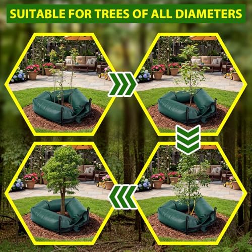2 Pcs 15 Gallon Adjustable Diameter Tree Ring Watering Bag PE Slow Release Watering Bags Drip Irrigation Water Pouch Automatic Drip System for Thick Trees Newly Planted Tree Fruit Established Trees - Image 5