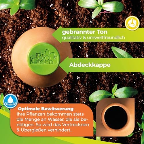 BioGreen Plant Self-Watering System Hydro MAX S | 0.3 gal | Irrigation Ø 23.6 in | Olla Made of Fired Clay | Watering Globe | Terracotta Water Saver for Gardens, Vegetables & Raised Beds - Image 4