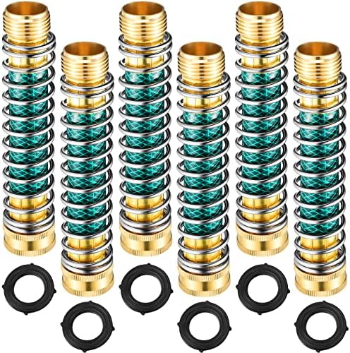 Moxweyeni 6 Pack Garden Hose Adapter, Brass Kink Protector Coil Spring by Moxweyeni