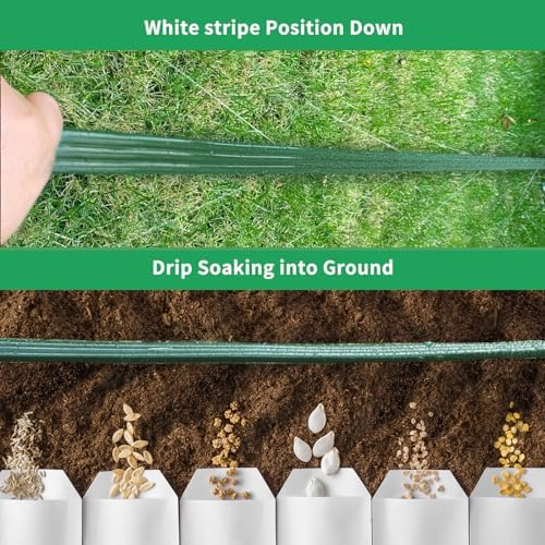 Watoo 2026 Sprinkler Hose & Soaker Hose for Yard - 50 FT Reinforced Flat Garden Hose with Holes, Heavy Duty No-Kink Lawn Irrigation Hose (Includes Stakes, High Pressure Spray) - Image 3