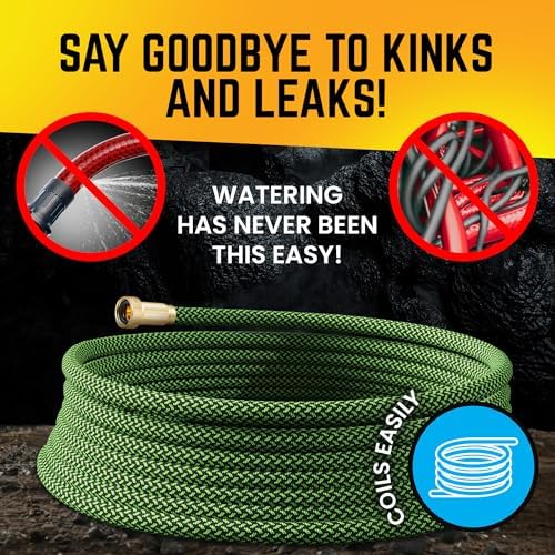 PowerFlow Metal Garden Hose, 100 Ft Non-Expandable Water Hose, Green - Image 2