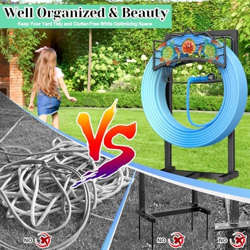 Garden Water Hose Holder 5 Spikes, Freestanding Hose Stand for Outside Yard - Image 5
