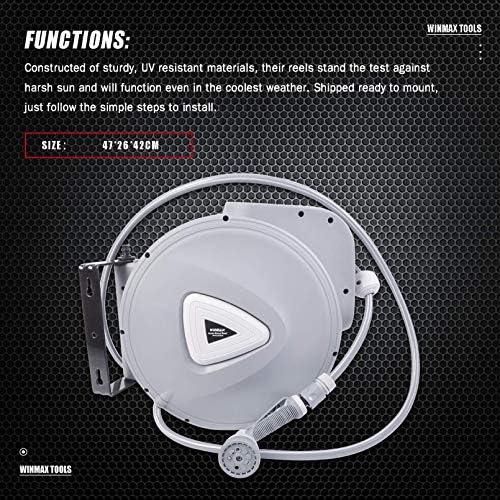 Retractable Garden Water Hose Reel Storage Gun Rewind Wall Mount 32Feet/65Feet/100Feet (100 Feet) - Image 3