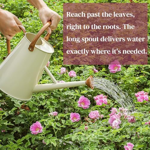 Metal Watering Can with Removable Spout, 1.5 Gallon Large Watering Cans for Plants, Galvanized Steel Gardening Water Can for Indoor & Outdoor Use, Watering Pot with Ergonomic Movable Handle(White) - Image 3