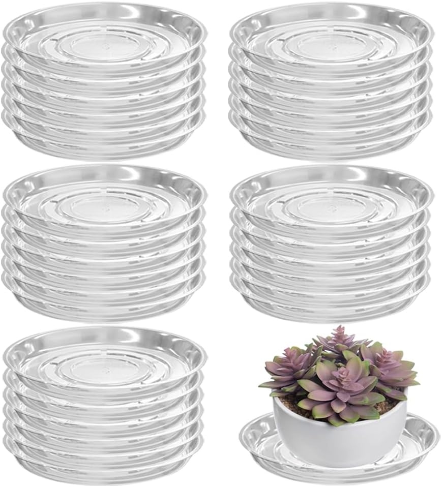30 Packs 18" Extra-Large Clear Plant Saucers for Indoor Outdoor Use Heavy Duty Plastic Plant Trays for Planter Bulk Flower Pot Drip Trays to Catch Water, 4 to 20 Inch by Planterhoma