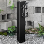 304 Stainless Steel Vertical Garden Water Column, Hose Stand with Copper Faucet, Square Hydrant Landscape Tap, Durable Outdoor Decor with Hooks (Black) - Image 7