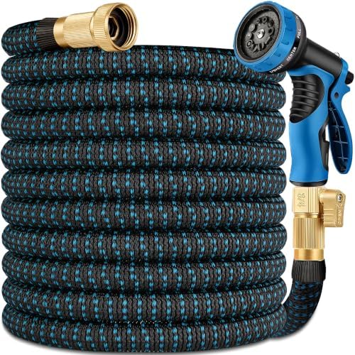 50 ft Expandable Garden Hose - Superior Strength 3750D - 3 -Layer Latex Core Garden HoseS - Expanding Water hoses - Extra Strong Brass Connectors/Storage Bag by YIRENWEE