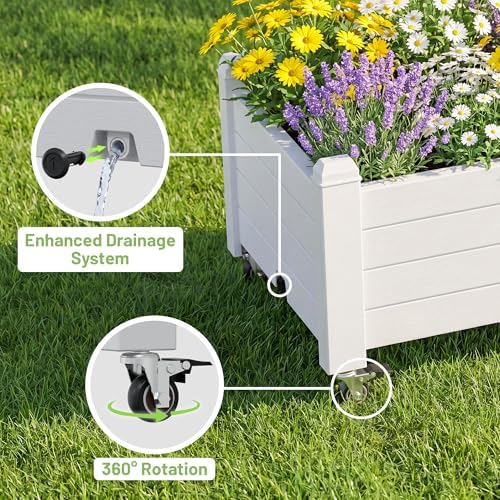 Fancyango Raised Garden Bed with Wheels 13.3" Hx2 -Ashen - Image 4